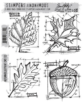 Stampers Anonymous Autumn Blueprint Tim Holtz Cling Stamps (CMS133)