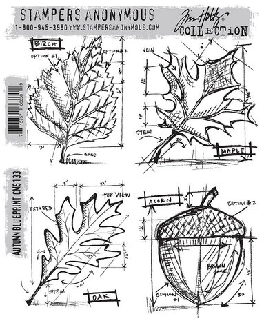 Stampers Anonymous Autumn Blueprint Tim Holtz Cling Stamps (CMS133) Stampers Anonymous Autumn Blueprint Tim Holtz Cling Stamps (CMS133)