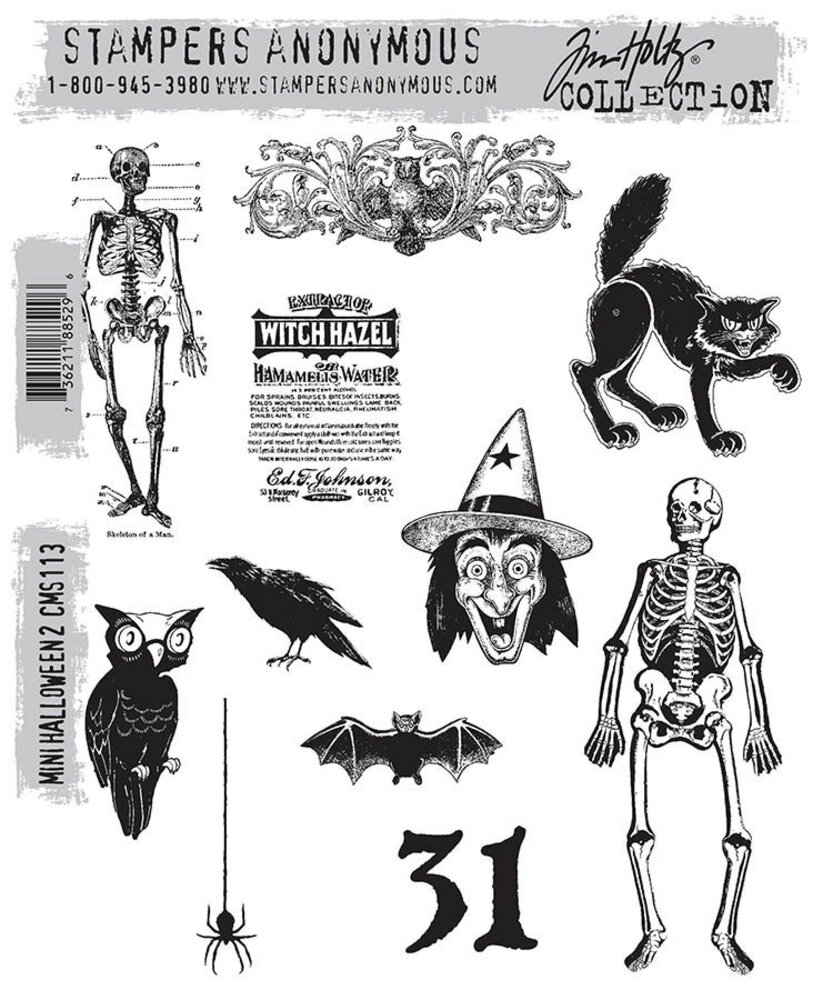 Stampers Anonymous Mini Halloween 2 Tim Holtz Cling Stamps (CMS113)