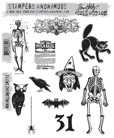 Stampers Anonymous Mini Halloween 2 Tim Holtz Cling Stamps (CMS113)
