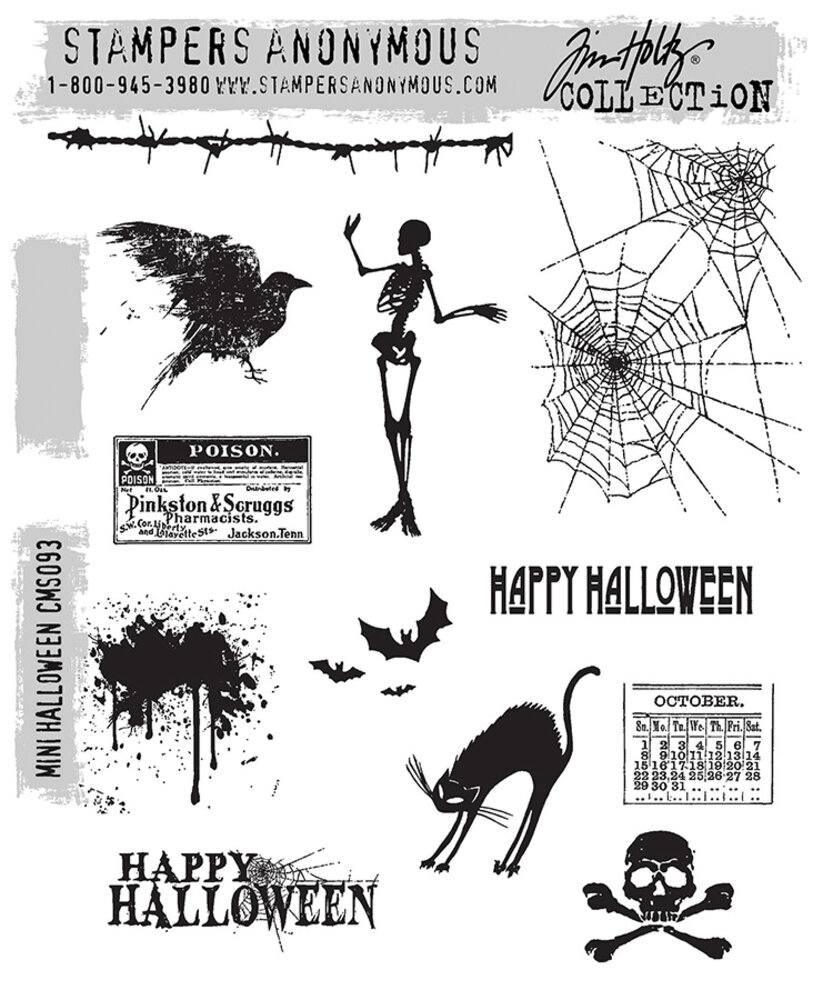 Stampers Anonymous Mini Halloween Tim Holtz Cling Stamps (CMS093) Stampers Anonymous Mini Halloween Tim Holtz Cling Stamps (CMS093)