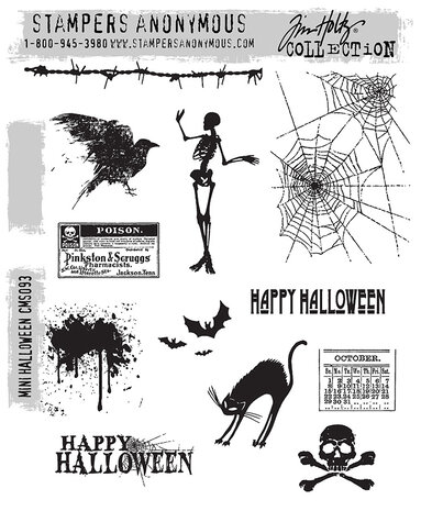Stampers Anonymous Mini Halloween Tim Holtz Cling Stamps (CMS093) Stampers Anonymous Mini Halloween Tim Holtz Cling Stamps (CMS093)