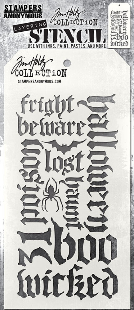 Stampers Anonymous Halloween Script Tim Holtz Layering Stencil (THS063) Stampers Anonymous Halloween Script Tim Holtz Layering Stencil (THS063)
