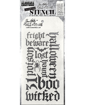 Stampers Anonymous Halloween Script Tim Holtz Layering Stencil (THS063)