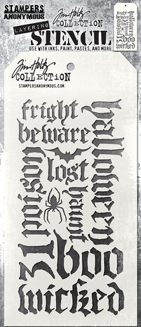 Stampers Anonymous Halloween Script Tim Holtz Layering Stencil (THS063) Stampers Anonymous Halloween Script Tim Holtz Layering Stencil (THS063)
