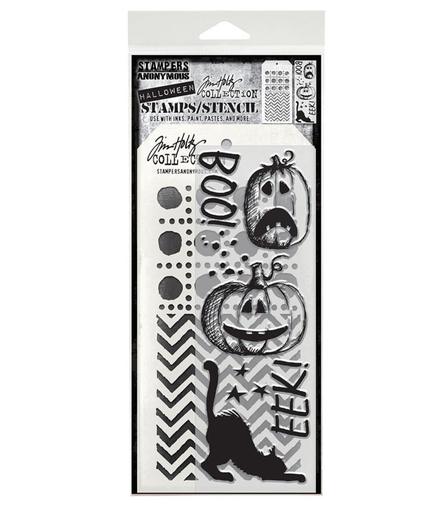 Stampers Anonymous Eek A Boo Tim Holtz Stamps/Stencil (THMM195) Stampers Anonymous Eek A Boo Tim Holtz Stamps/Stencil (THMM195)