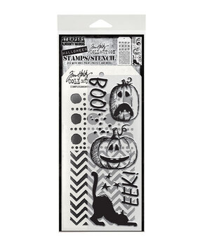 Stampers Anonymous Eek A Boo Tim Holtz Stamps/Stencil (THMM195)