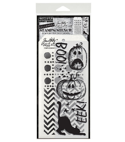Stampers Anonymous Eek A Boo Tim Holtz Stamps/Stencil (THMM195) Stampers Anonymous Eek A Boo Tim Holtz Stamps/Stencil (THMM195)