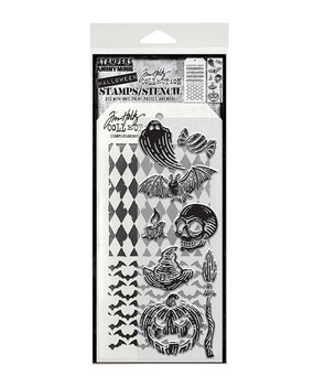 Stampers Anonymous Carved Frights Tim Holtz Stamps/Stencil (THMM196)