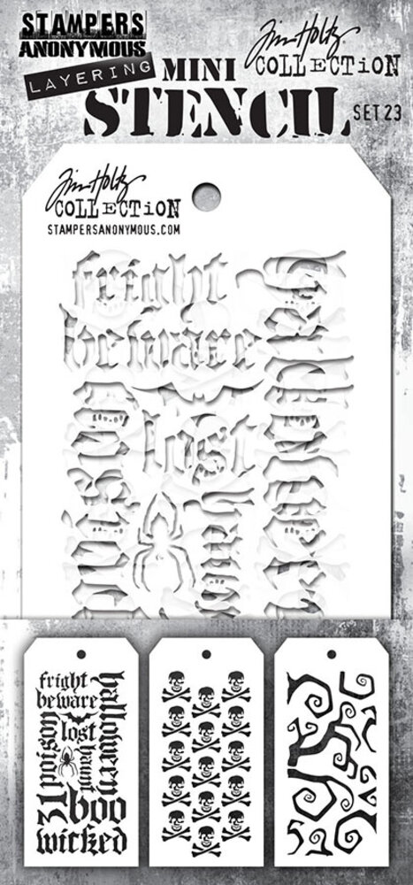 Stampers Anonymous Set #23 Tim Holtz Layering Mini Stencil (3pcs) (THMST023) Stampers Anonymous Set #23 Tim Holtz Layering Mini Stencil (3pcs) (THMST023)