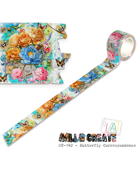 Aall and Create Colourburst Botanicals 25mm 10m Washi Tape Butterfly Correspondence (AALL-MT-142)