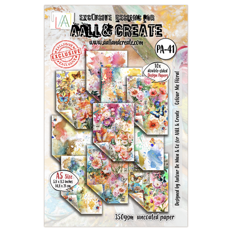 Aall and Create Garden Daydreams A5 Design Paper Colour Me Floral (AALL-PA-041)