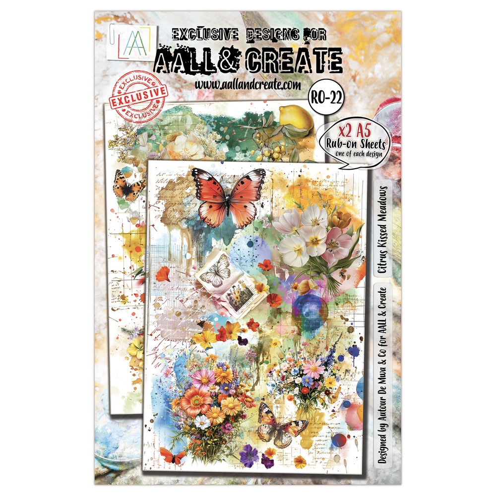 Aall and Create Radiant Florals A5 Rub-Ons Citrus Kissed Meadows (AALL-RO-022)