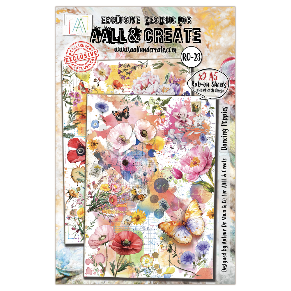 Aall and Create Radiant Florals A5 Rub-Ons Dancing Poppies (AALL-RO-023)