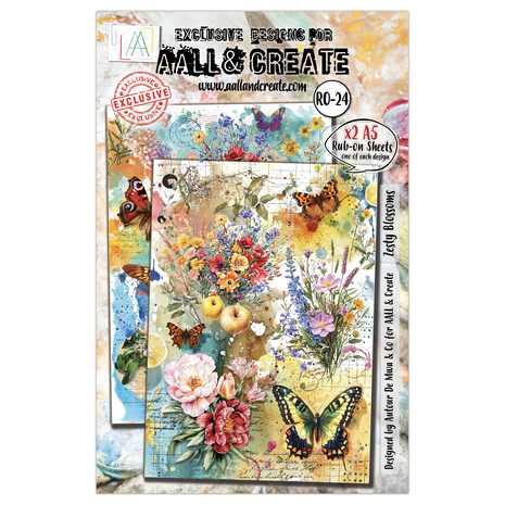 Aall and Create Radiant Florals A5 Rub-Ons Zesty Blossoms (AALL-RO-024)