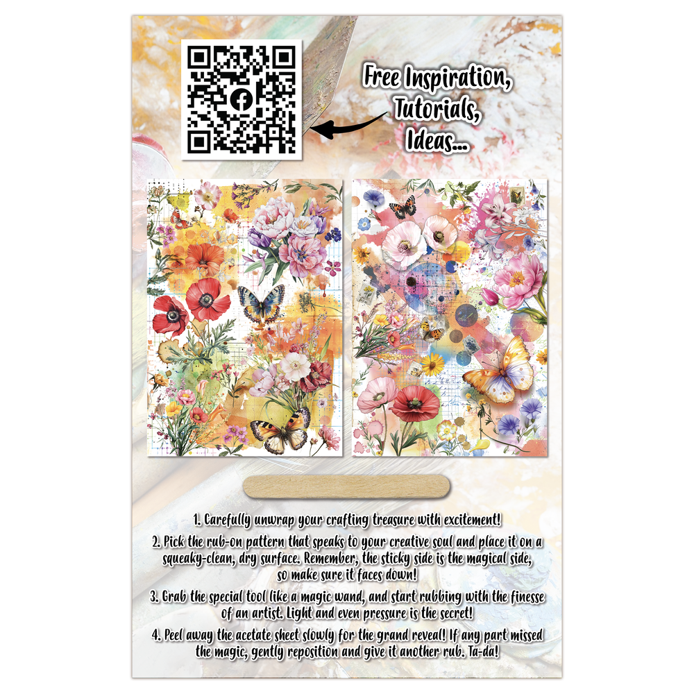 Aall and Create Radiant Florals A5 Rub-Ons Dancing Poppies (AALL-RO-023)