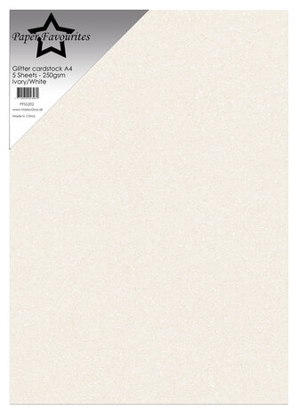 Paper Favourites Ivory/White A4 Glitter Cardstock 250gsm (5pcs) (PFSS202)