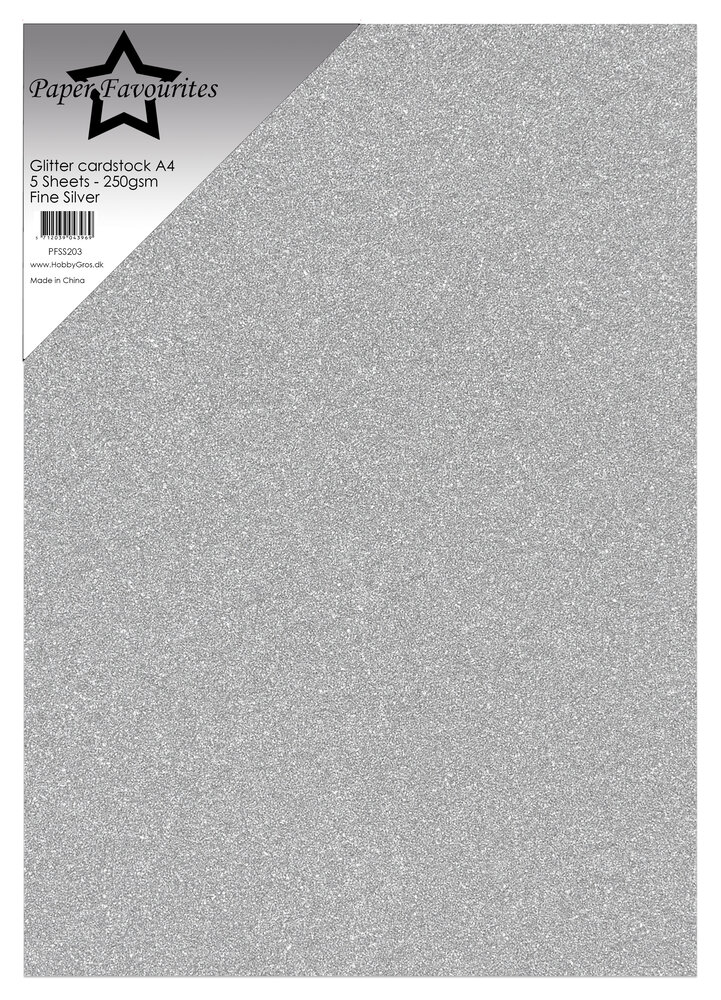 Paper Favourites Fine Silver A4 Glitter Cardstock 250gsm (5pcs) (PFSS203)