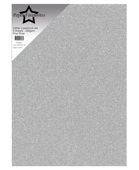 Paper Favourites Fine Silver A4 Glitter Cardstock 250gsm (5pcs) (PFSS203)