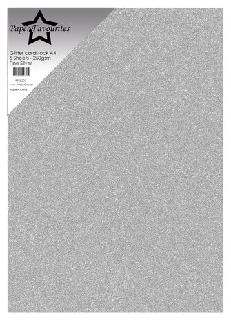 Paper Favourites Fine Silver A4 Glitter Cardstock 250gsm (5pcs) (PFSS203)