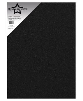 Paper Favourites Glitter Cardstock A4 Jet Black 250gsm (5pcs) (PFSS204)