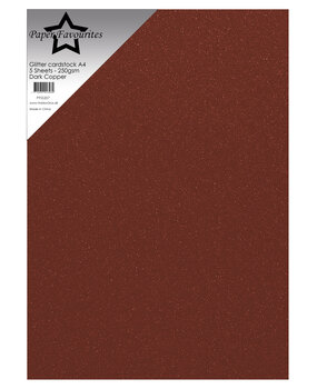 Paper Favourites Glitter Cardstock A4 Dark Copper 250gsm (5pcs) (PFSS207)