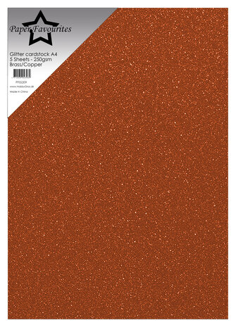 Paper Favourites Brass/Copper A4 Glitter Cardstock 250gsm (5pcs) (PFSS209)