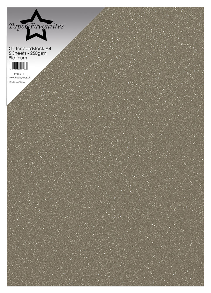 Paper Favourites Glitter Cardstock A4 Platinum 250gsm (5pcs) (PFSS211)