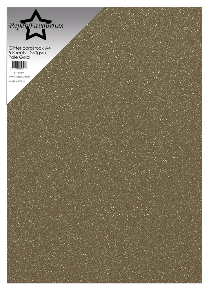 Paper Favourites Glitter Cardstock A4 Pale Gold 250gsm (5pcs) (PFSS212)
