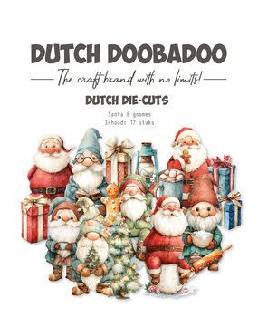 Dutch Doobadoo Merry and Bright A6 Dutch Collage Die-cuts Santa & Gnomes (17pcs) (474.007.512)