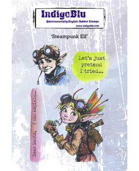 IndigoBlu Steampunk Elf A6 Red Rubber Stamp (IND1449)