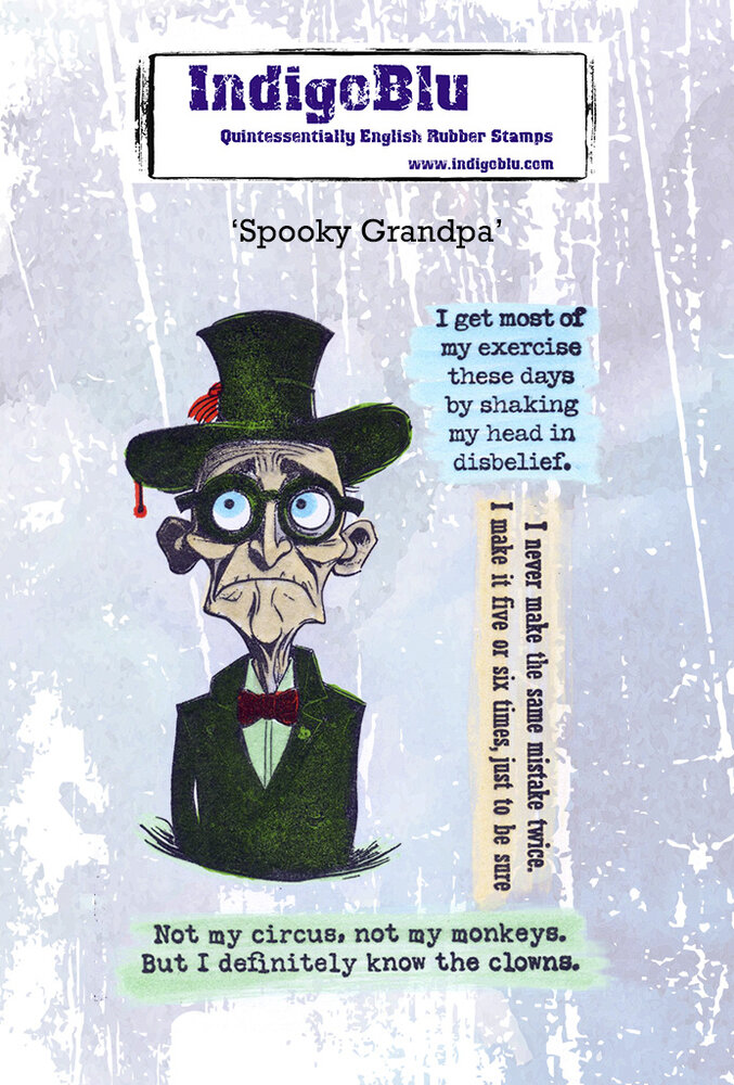 IndigoBlu Spooky Grandpa A6 Red Rubber Stamp (IND1475)