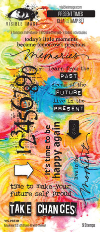 Visible Image Tomorrow's Memories 4x8 Inch Stamp Set Present Times (VIS-PRT-01) Visible Image Tomorrow's Memories 4x8 Inch Stamp Set Present Times (VIS-PRT-01)