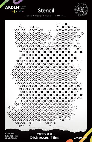 Arden Creative Studio Laurel Grove Maker Series 6x8 Inch Stencil Distressed Tiles (ACSST0009)