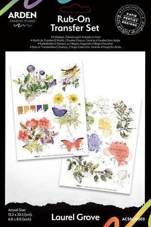 Arden Creative Studio Laurel Grove 6x8 Inch Rub-On Transfer Set (ACSRO0005) Arden Creative Studio Laurel Grove 6x8 Inch Rub-On Transfer Set (ACSRO0005)
