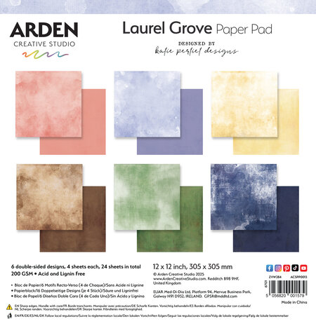 Arden Creative Studio Laurel Grove Solids 12x12 Inch Paper Pad (ACSPP0013)