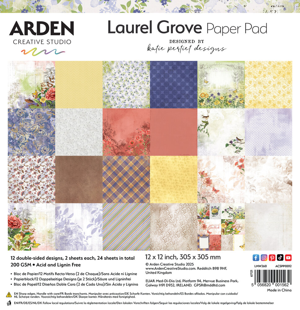 Arden Creative Studio Laurel Grove 12x12 Inch Paper Pad (ACSPP0012) Arden Creative Studio Laurel Grove 12x12 Inch Paper Pad (ACSPP0012)