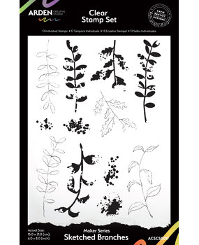 Arden Creative Studio Laurel Grove Maker Series 6x8 Inch Clear Stamp Set Sketched Branches (ACSCS0017)