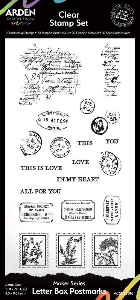 Arden Creative Studio Laurel Grove Maker Series 4x8 Inch Clear Stamp Set Letter Box Postmarks (ACSCS0016) Arden Creative Studio Laurel Grove Maker Series 4x8 Inch Clear Stamp Set Letter Box Postmarks (ACSCS0016)