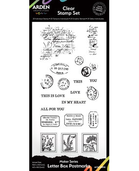 Arden Creative Studio Laurel Grove Maker Series 4x8 Inch Clear Stamp Set Letter Box Postmarks (ACSCS0016)