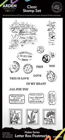 Arden Creative Studio Laurel Grove Maker Series 4x8 Inch Clear Stamp Set Letter Box Postmarks (ACSCS0016) Arden Creative Studio Laurel Grove Maker Series 4x8 Inch Clear Stamp Set Letter Box Postmarks (ACSCS0016)