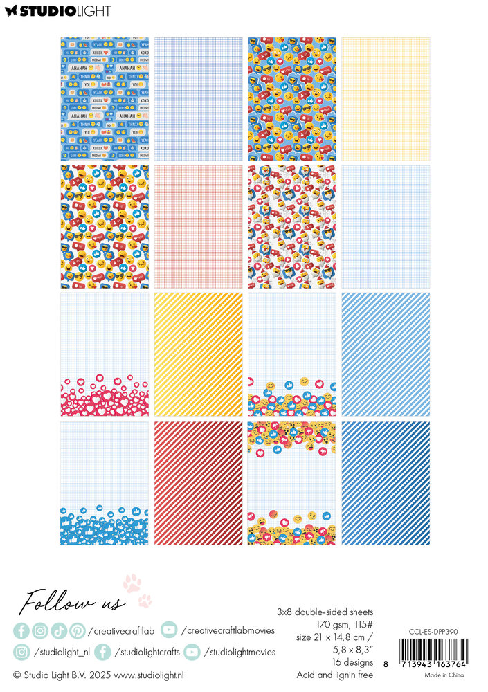 Creative Craftlab Speak Emoji Essentials Designer Paper Pad (CCL-ES-DPP390)