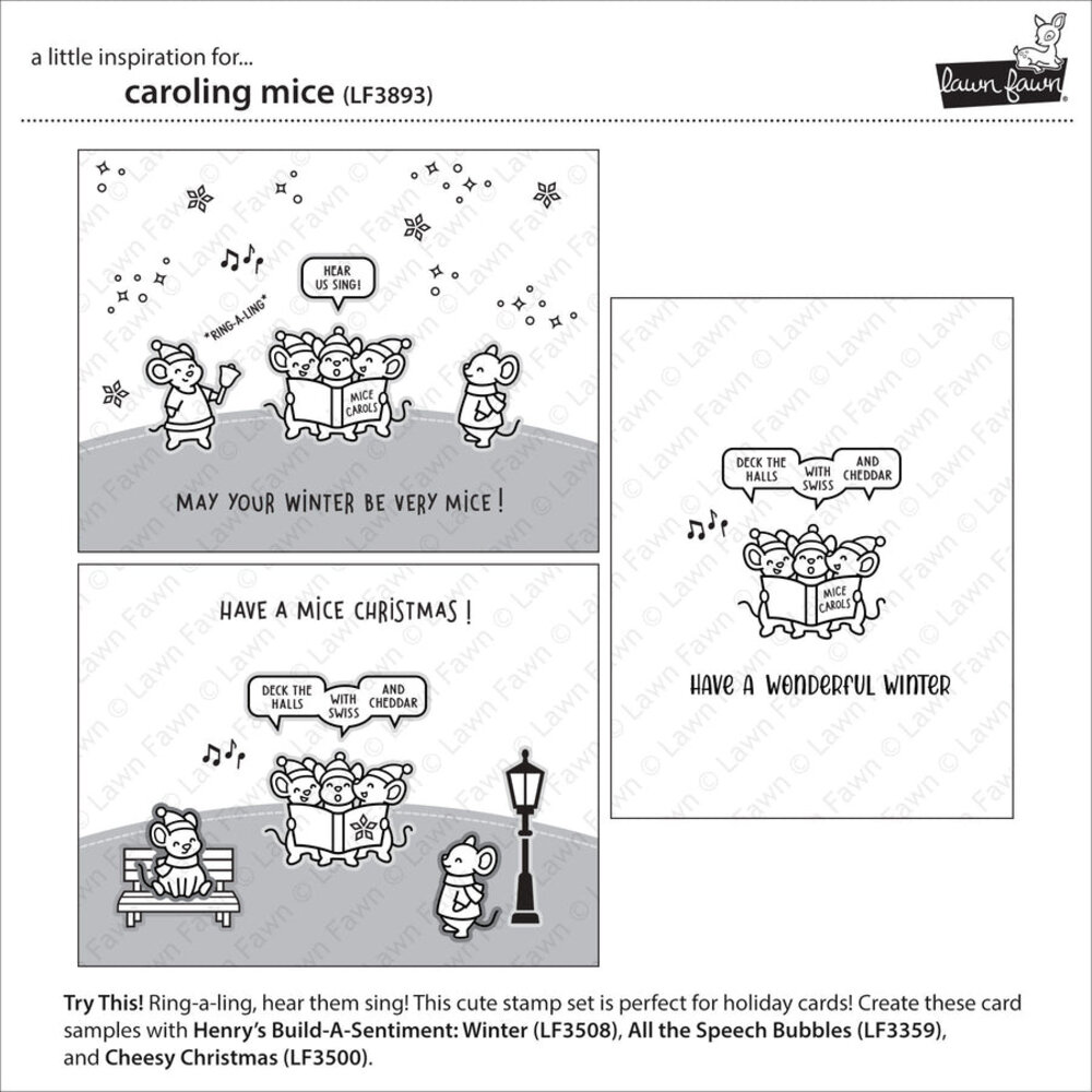 Lawn Fawn Caroling Mice Clear Stamps (LF3893) Lawn Fawn Caroling Mice Clear Stamps (LF3893)