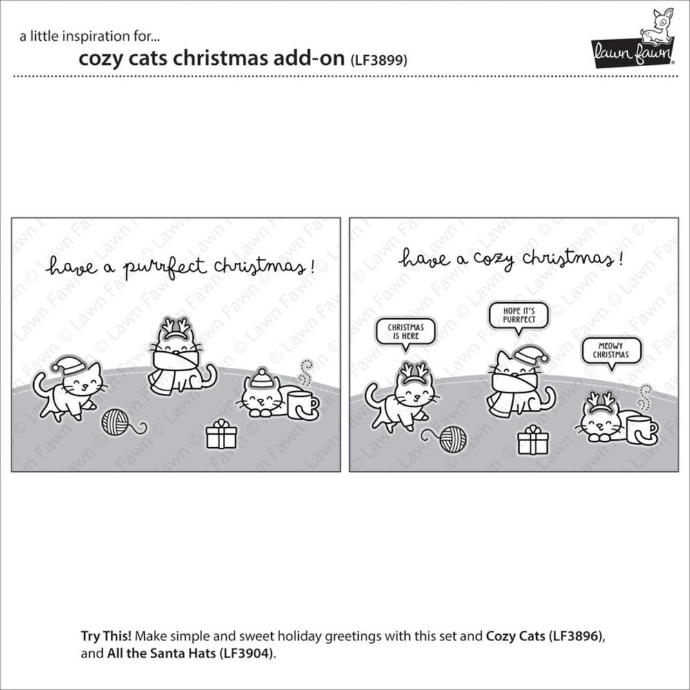 Lawn Fawn Cozy Cats Christmas Add-On Clear Stamps (LF3899)