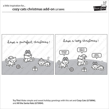 Lawn Fawn Cozy Cats Christmas Add-On Clear Stamps (LF3899)