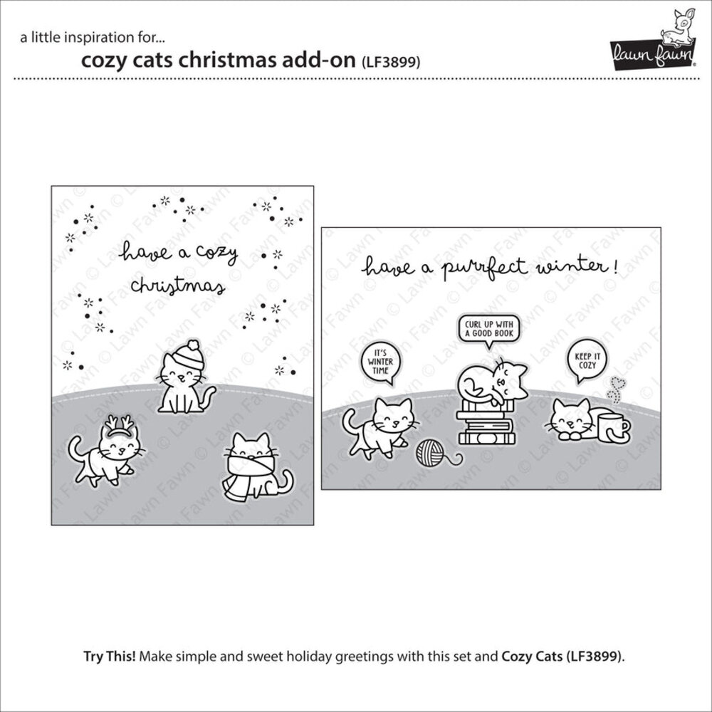 Lawn Fawn Cozy Cats Christmas Add-On Clear Stamps (LF3899)