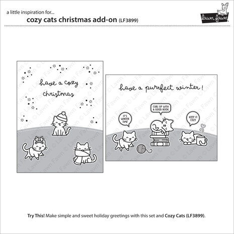 Lawn Fawn Cozy Cats Christmas Add-On Clear Stamps (LF3899)