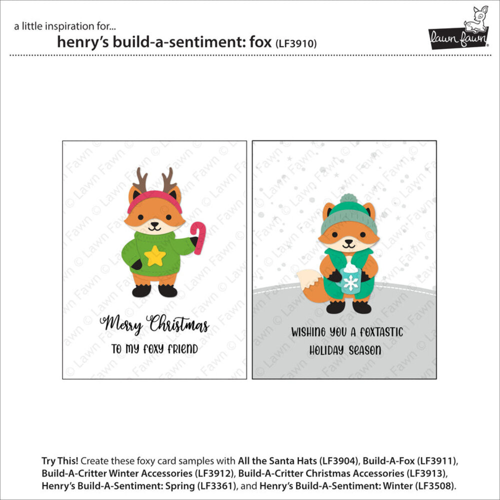 Lawn Fawn Henry'S Build-A-Sentiment Fox Clear Stamps (LF3910)