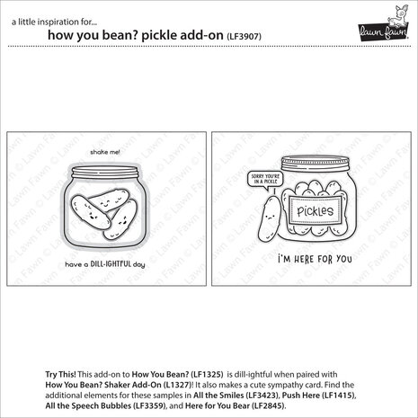 Lawn Fawn How You Bean? Pickle Add-On Clear Stamps (LF3907) Lawn Fawn How You Bean? Pickle Add-On Clear Stamps (LF3907)