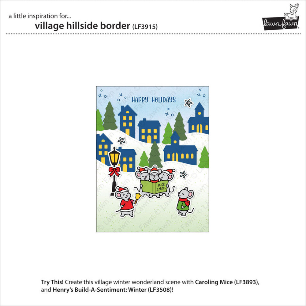 Lawn Fawn Village Hillside Border Lawn Cuts Dies (LF3915)